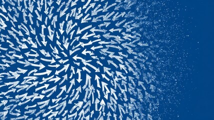 Business growth and financial strategy concept with upward arrows on blue background, symbolizing success, progress, and market trends for corporate and investment presentations