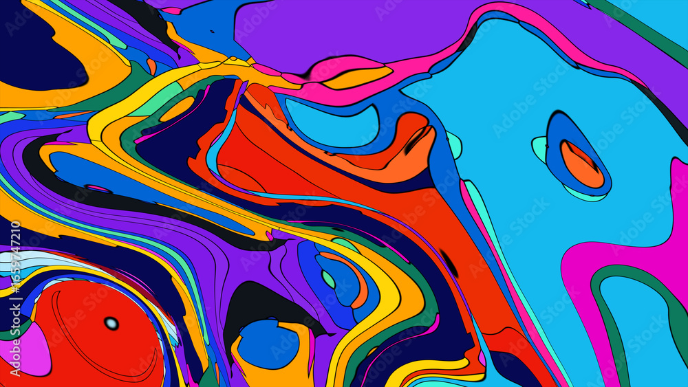 Aufkleber abstract depiction of fluid dynamics with swirling colorful wave patterns in sharp detail on a clean