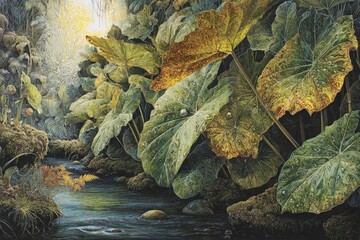 Autumnal Foliage By Stream