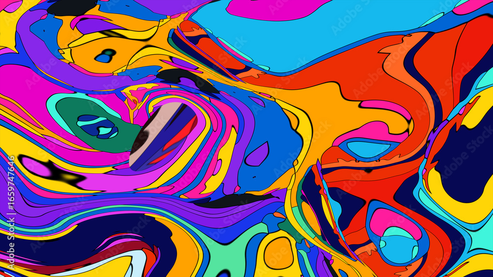 Aufkleber abstract depiction of fluid dynamics with swirling colorful wave patterns in sharp detail on a clean
