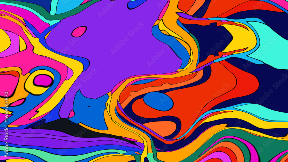 Aufkleber abstract depiction of fluid dynamics with swirling colorful wave patterns in sharp detail on a clean