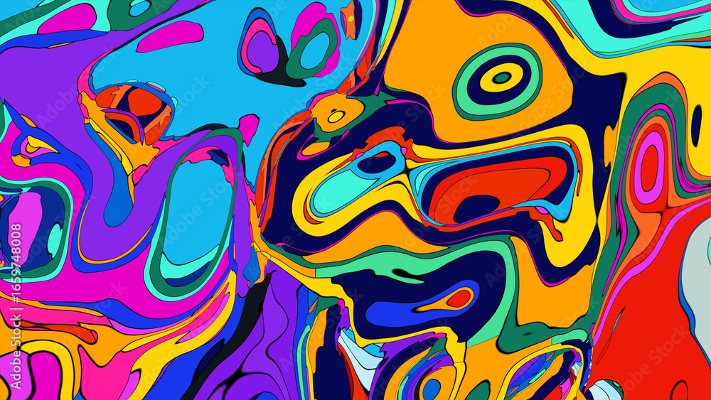 Aufkleber abstract depiction of fluid dynamics with swirling colorful wave patterns in sharp detail on a clean