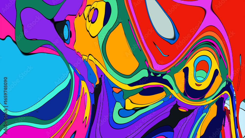 Aufkleber abstract depiction of fluid dynamics with swirling colorful wave patterns in sharp detail on a clean