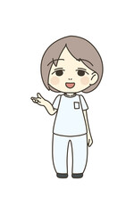 医療従事者の人物　イラスト素材　看護師　案内