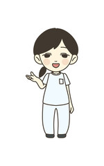 医療従事者の人物　イラスト素材　看護師　案内