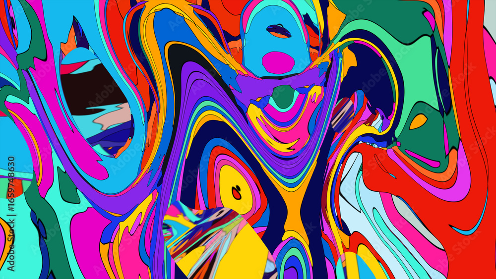Aufkleber abstract depiction of fluid dynamics with swirling colorful wave patterns in sharp detail on a clean