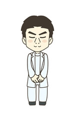 医療従事者の人物　イラスト素材　医師　お辞儀