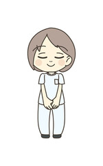 医療従事者の人物　イラスト素材　看護師　お辞儀
