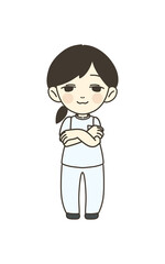 医療従事者の人物　イラスト素材　看護師　腕組み