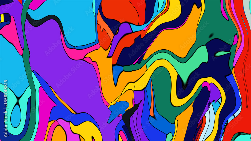 Aufkleber abstract depiction of fluid dynamics with swirling colorful wave patterns in sharp detail on a clean