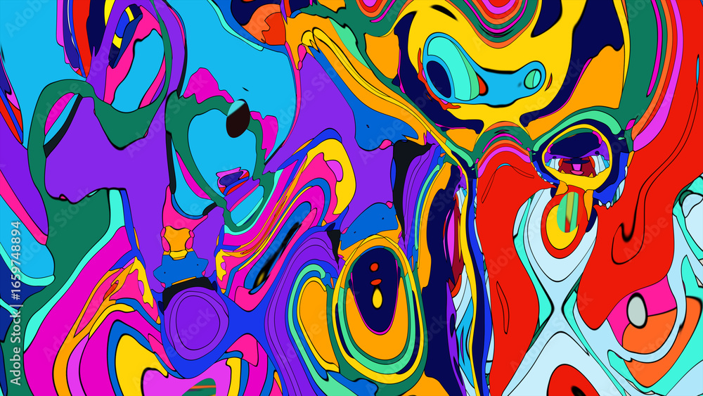 Aufkleber abstract depiction of fluid dynamics with swirling colorful wave patterns in sharp detail on a clean