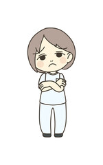 医療従事者の人物　イラスト素材　看護師　腕組み