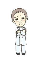医療従事者の人物　イラスト素材　医師　悩み