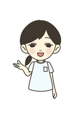 医療従事者の人物　イラスト素材　看護師　案内