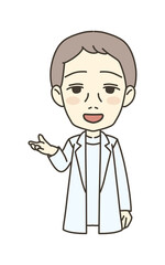 医療従事者の人物　イラスト素材　医師　案内