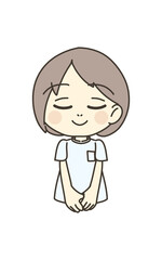 医療従事者の人物　イラスト素材　看護師　お辞儀