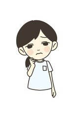 医療従事者の人物　イラスト素材　看護師　悩む