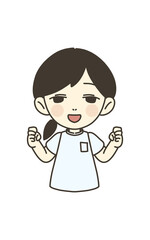 医療従事者の人物　イラスト素材　看護師　ガッツポーズ