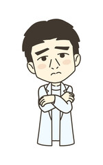 医療従事者の人物　イラスト素材　医師　困る