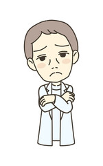 医療従事者の人物　イラスト素材　医師　困る