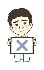 医療従事者の人物　イラスト素材　医師　バツマーク