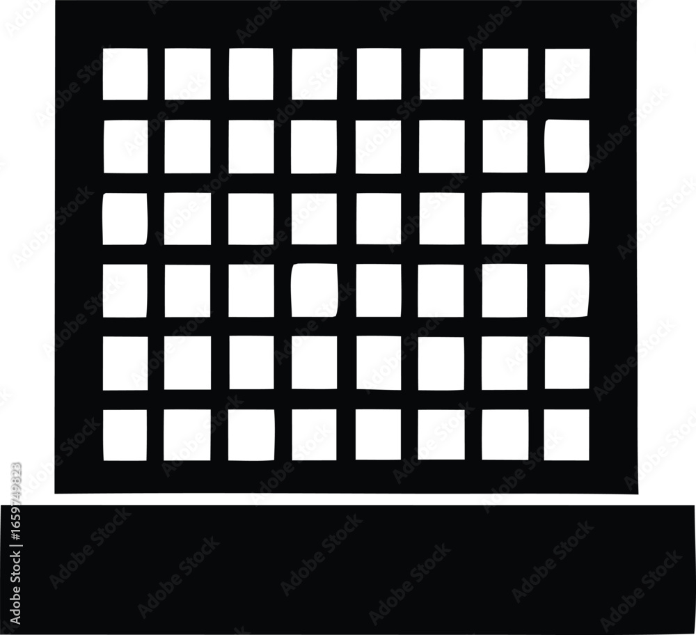 Poster grid pattern display with rectangular base for visual organization and design elements