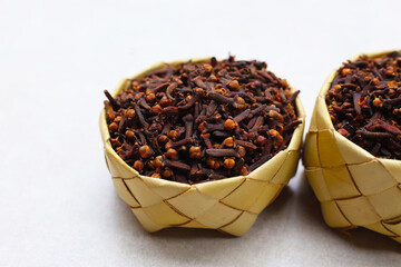A spice of dried cloves, herbal medicine plant