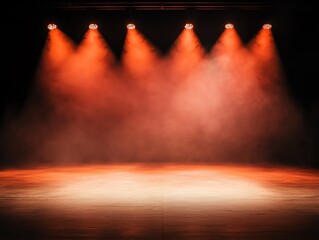 Moody and atmospheric lights enhancing a suspenseful theater scene, Stage lights backdrop, theater mood