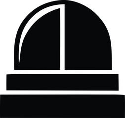 Abstract silhouette of a dome structure with a divided upper section and rectangular base