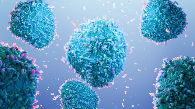 Virus Cells under microscope, Microbiome and Bacteria illness, Protein structure, Microbiology Infectious Disease, Coronavirus covid-19 disease, infection, influenza epidemiology, HIV HPV, 3d render