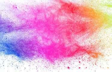 Vibrant Rainbow Powder Burst on White Background