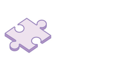 Single Purple Puzzle Piece with Outline jigsaw isolated