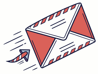 Cute, stylized illustration of a mail box. A simple, hand-drawn vector graphic of a mail box, perfect for branding, logos, or social media posts.