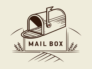 Cute, stylized illustration of a mail box. A simple, hand-drawn vector graphic of a mail box, perfect for branding, logos, or social media posts.