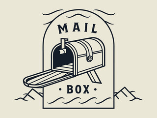 Cute, stylized illustration of a mail box. A simple, hand-drawn vector graphic of a mail box, perfect for branding, logos, or social media posts.