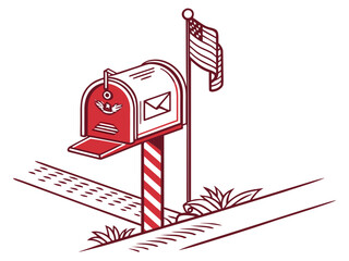 Cute, stylized illustration of a mail box. A simple, hand-drawn vector graphic of a mail box, perfect for branding, logos, or social media posts.
