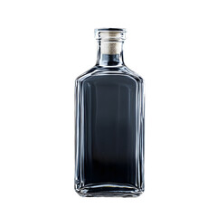 Professional Clear Bottle Presentation on Black Background - Isolated and Clean Design