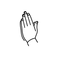Obraz premium Minimalist Line Art of a Praying Hand Gesture with Fingers Upright.