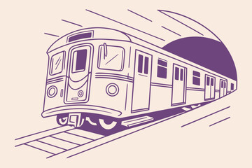 Subway train entering tunnel
