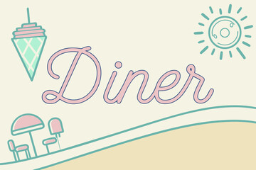 Retro diner illustration with ice cream