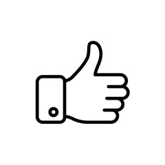 Simple Black Outline Thumbs Up Hand Gesture Icon.