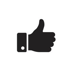 Simple Black Thumbs Up Hand Gesture Icon.