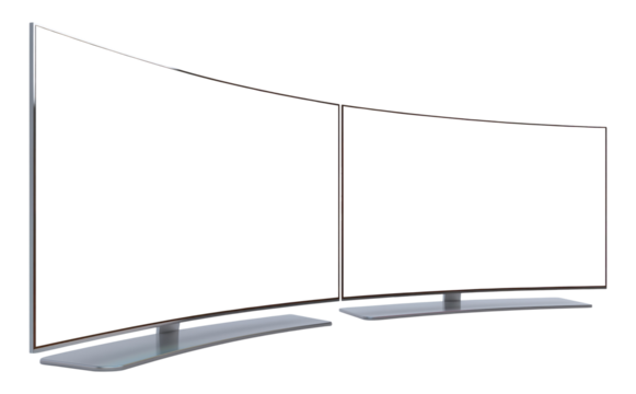 Modern dual monitor setup isolated on transparent background - Powered by Adobe