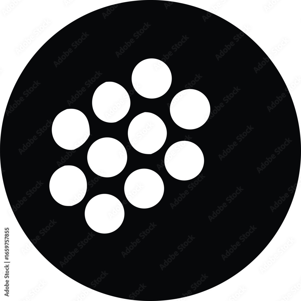 Poster abstract circular pattern with cluster of white dots forming a visual motif