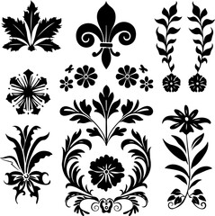 Elegant Vintage Floral Ornaments Set