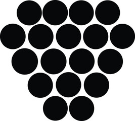 Abstract pattern of perfectly symmetrical black circles arranged in a descending pyramid shape ideal for graphic design and digital art