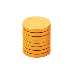 Stack of gold coins isolated on black background. Shiny, currency concept