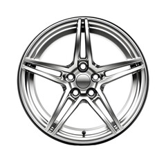 Speed Symbol: Gleaming Five Spoke Car Rim - Professional Image Usage
