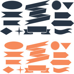 Retro flag and ribbon banners. Hand drawn vintage textured badges, banner, ribbon, flag, and other design elements. Hand-drawn infographic Vector collection.