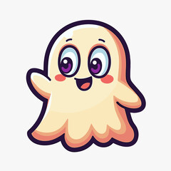 Fototapeta premium Friendly ghost cartoon illustration for Halloween designs